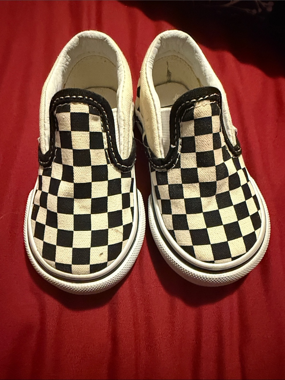 Vans Kids Black and White Checkerboard Slip-On Sneakers